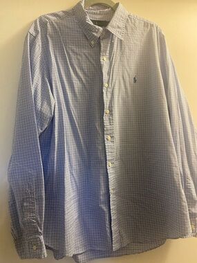 Ralph Lauren Blue & White Mini-Check Button-Down Shirt